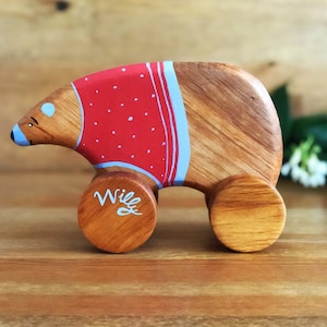 Brinquedo de urso de madeira totalmente natural: madeira de amieiro ecológica estilo Waldorf
