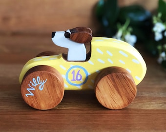 Small Wood Car, Race Car for Birthday, Wooden Toys For Boys, Old Fashioned Car, Wooden Toy Car