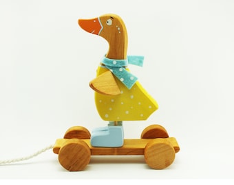 Toys For 1 Year Old, Duck Toy, Kids Wooden Toys, Wooden Pull Toy, Nursery Decor