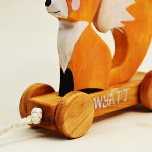 Personalized Wooden Fox Pull Toy: Eco-friendly Alder Wood - Etsy