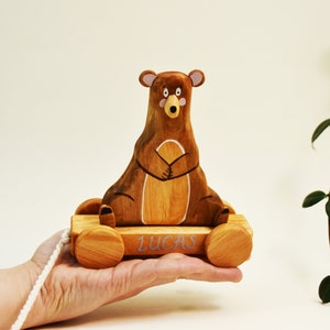 Personalized Toy, Wooden Bear Toy, Pull Along Toy, Wooden Toy imagem 9