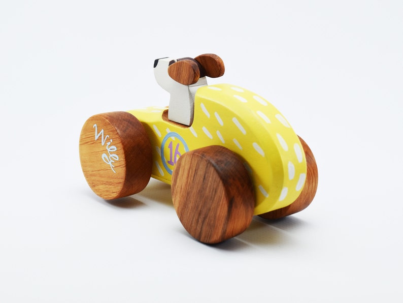 Personalized Wooden Toy Car Heirloom Kids Wooden Car Old Fashioned Wood Race Car Pull and Push Toy 1st Birthday Gift image 8