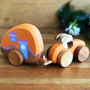 Jouet de caravane en bois, cadeau de caravane en bois pour les garçons, jouet naturel, jouet Waldorf, jouet écologique, jouets pour tout-petits image 3