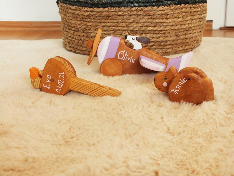 Wooden Toy Airplane Wood Plane Personalised Toy for 1 Year Etsy