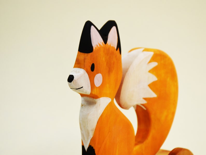 Wooden Pull Toy Fox, Woodland Pull Along Toy, Wooden Fox Toy, Fine Motor Skill Toys, Gift for 2 Years Old, First Communion Gift Personalized image 6