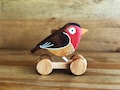 Handmade Wood Pull Toy Bird: Natural Alder Wood, Eco-Friendly Paint