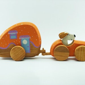 Jouet de caravane en bois, cadeau de caravane en bois pour les garçons, jouet naturel, jouet Waldorf, jouet écologique, jouets pour tout-petits image 5