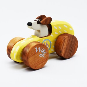 Personalized Wooden Toy Car Heirloom Kids Wooden Car Old Fashioned Wood Race Car Pull and Push Toy 1st Birthday Gift image 7