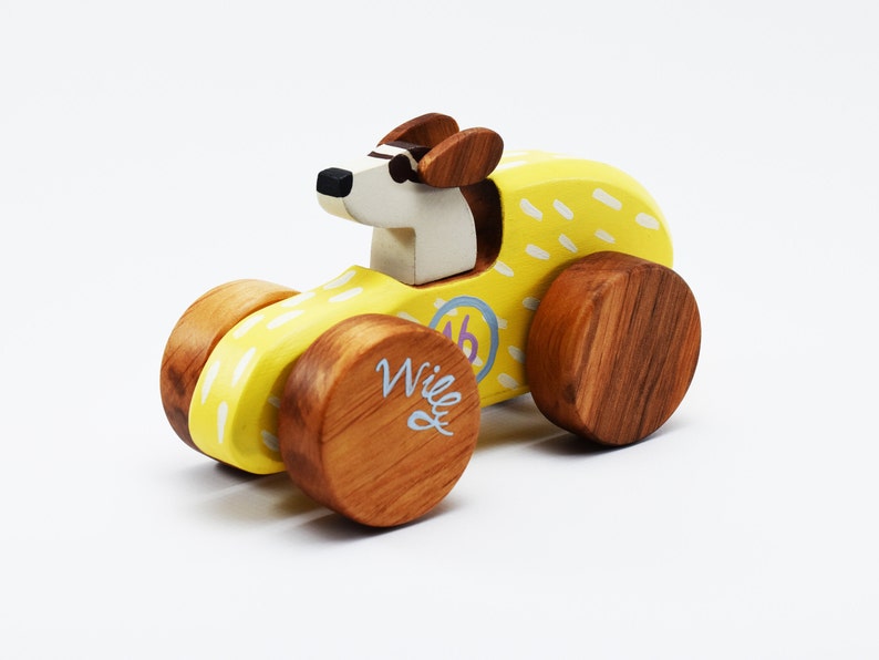 Personalized Wooden Toy Car Heirloom Kids Wooden Car Old Fashioned Wood Race Car Pull and Push Toy 1st Birthday Gift image 7