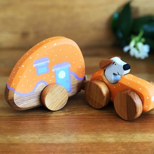 Jouet de caravane en bois, cadeau de caravane en bois pour les garçons, jouet naturel, jouet Waldorf, jouet écologique, jouets pour tout-petits image 2