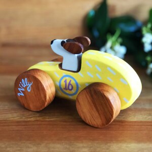 Personalized Wooden Toy Car Heirloom Kids Wooden Car Old Fashioned Wood Race Car Pull and Push Toy 1st Birthday Gift image 4