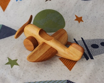 Personalized Wooden Airplane Toy: Handmade Alder Wood Plane