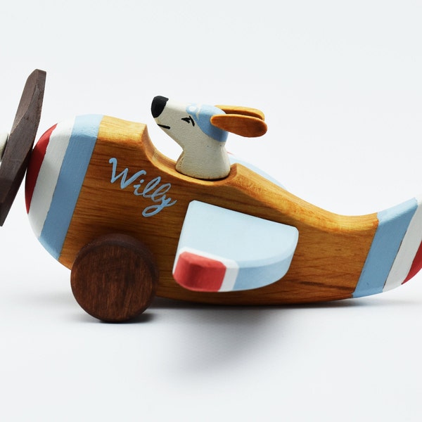 Personalized Wooden Airplane Toy | Handmade Wood Plane | Toys for 3 Years Old | Wooden Toy for Boys