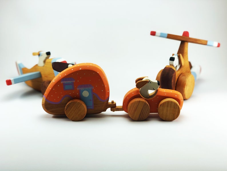 Jouet de caravane en bois, cadeau de caravane en bois pour les garçons, jouet naturel, jouet Waldorf, jouet écologique, jouets pour tout-petits image 9