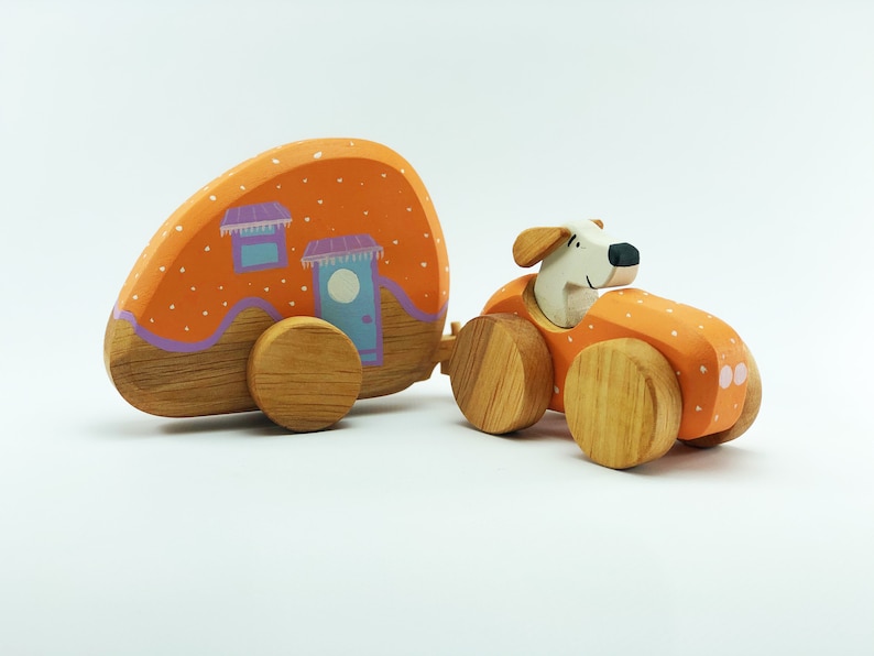 Jouet de caravane en bois, cadeau de caravane en bois pour les garçons, jouet naturel, jouet Waldorf, jouet écologique, jouets pour tout-petits image 6