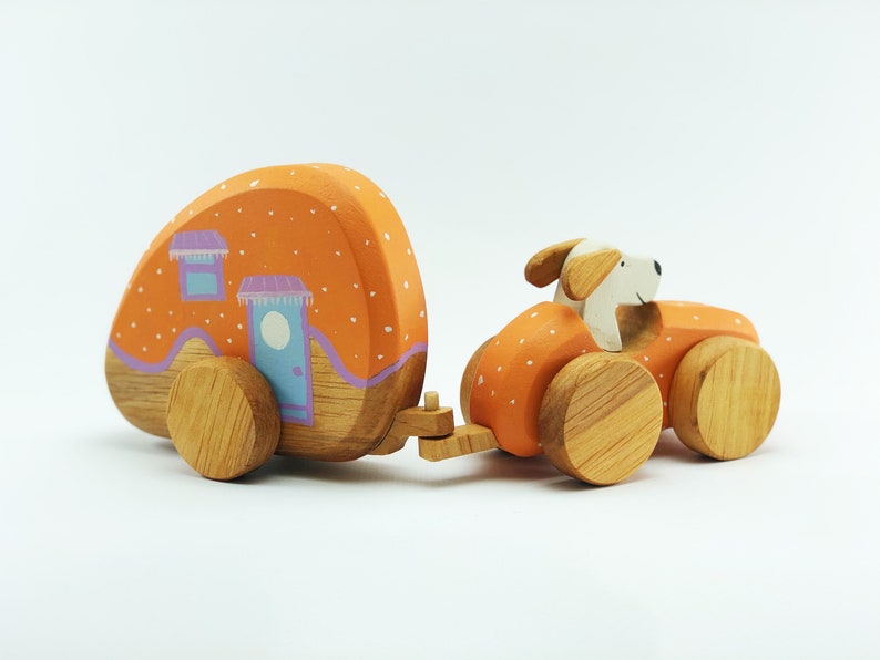 Jouet de caravane en bois, cadeau de caravane en bois pour les garçons, jouet naturel, jouet Waldorf, jouet écologique, jouets pour tout-petits image 7