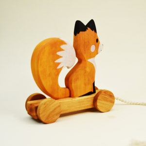 Wooden Pull Toy Fox, Woodland Pull Along Toy, Wooden Fox Toy, Fine Motor Skill Toys, Gift for 2 Years Old, First Communion Gift Personalized image 5