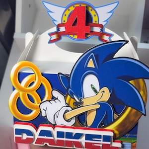 Boîte cadeau hérisson personnalisée - Boîte cadeau d'anniversaire personnalisée - Boîte cadeau thème Sonic