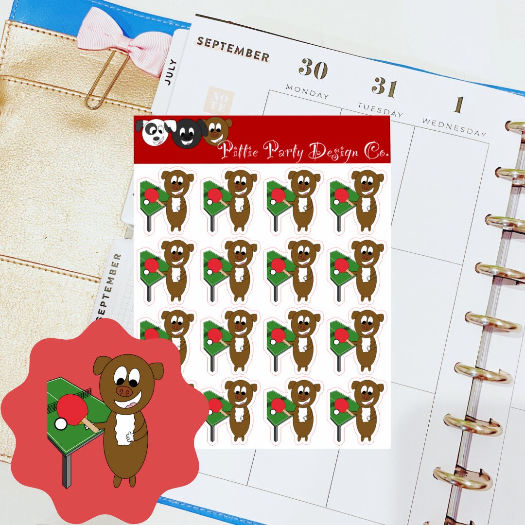 Earth Man Plays Ping Pong Character Planner Stickers Sports Planner ...