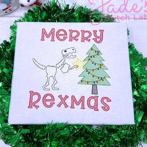 Merry Rexmas Embroidered Kids Shirt, Christmas Dinosaur Shirt, Funny Dinosaur Kids Shirt, Santasaurus Kids Christmas Outfit, T-Rex Christmas