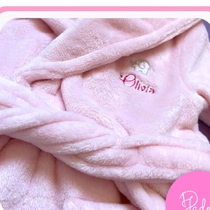 Pink Embroidered Personalized Baby Girl Dressing Gown | Baby Girl Gift Set | Baby Shower Gift | Baby Girls Bath Robe