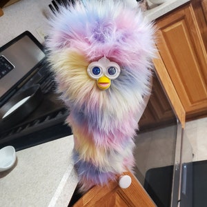 Super Soft Long Furby - 3 Feet long! pastel pink/blue/yellow fur, lavender eyes. please read description