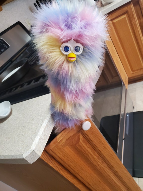 Super Soft Long Furby 3 Feet Long Pastel Pink/blue/yellow Fur