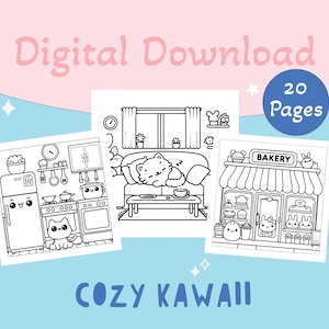 子供と大人向けの心地よいかわいい塗り絵、かわいい塗り絵、かわいいシート、かわいい塗り絵、かわいい塗り絵、デジタルダウンロード