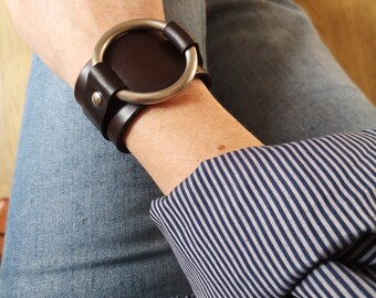 Black and brown leather cuff