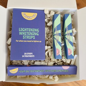 Teeth Whitening Gift Box, Sensitive Teeth Strips, Peroxide Free Whitener Gel, Oral Care Bundle, Dental Gift, Self Care, Tooth Care, HAp