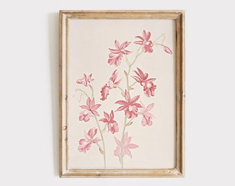 Pink Floral Art | Pink Vintage Art | Printable Wall Art | Floral Sketch | Vintage Nursery Wall Art | Printable