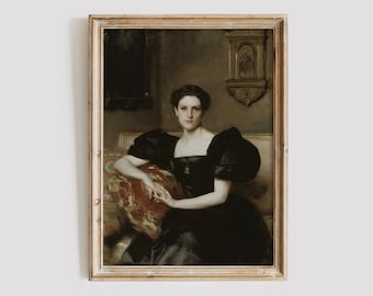 Vintage Woman Portrait Painting: Victorian Era Art Printable Wall Art