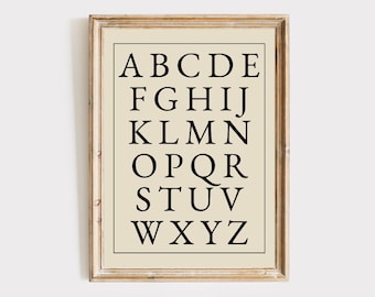 Vintage Alphabet Nursery Print: Kids Room Decor Digital Download