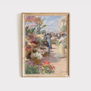 Flower Market Wall Art | Vintage Floral Art | Printable Wall Art | Spring Art | Digital Wall Art | Antique Floral Print | Pink Vintage Art