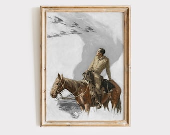 Vintage Cowboy Print: Rustic Western Art Digital Download