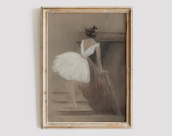 Vintage Ballerina Art Print: Antique Dancer Drawing Digital Download