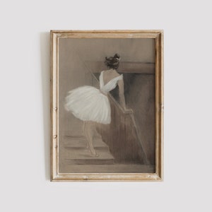 Vintage Ballerina Art Print: Antique Dancer Drawing Digital Download