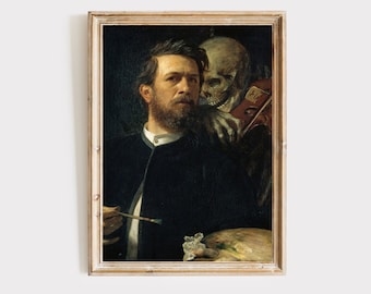 Victorian Goth Wall Art | Skeleton Art Print | Vintage Painting | Digital Download