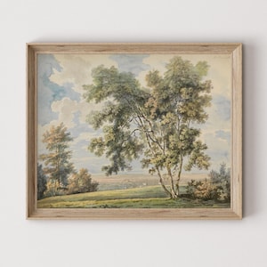 Vintage Watercolor Landscape Painting | Nature Art Print | Printable Nursery Download | Printable Artwork