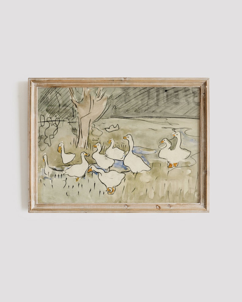 Vintage Nursery Decor Farmhouse Print Abstract Duck Art Etsy