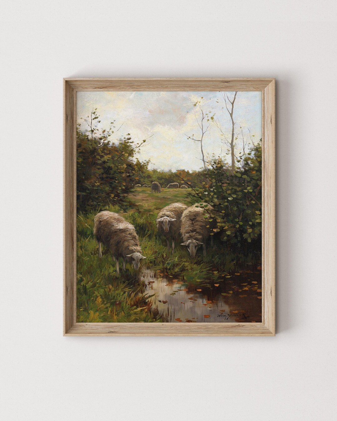 Vintage Sheep Landscape Print: Rustic Farmhouse Wall Art Digital ...
