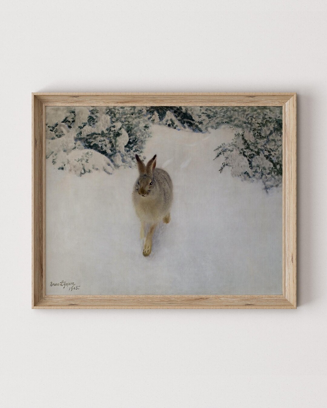 Painted Winter Rabbit Winter Rabbit Painting | Forest Art | Rustic Christmas Landscape Print ...