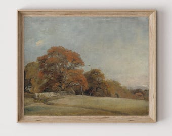 Cuadro de paisaje suave de casa de campo / Arte de pared imprimible / Lámina vintage para guardería / Decoración rústica