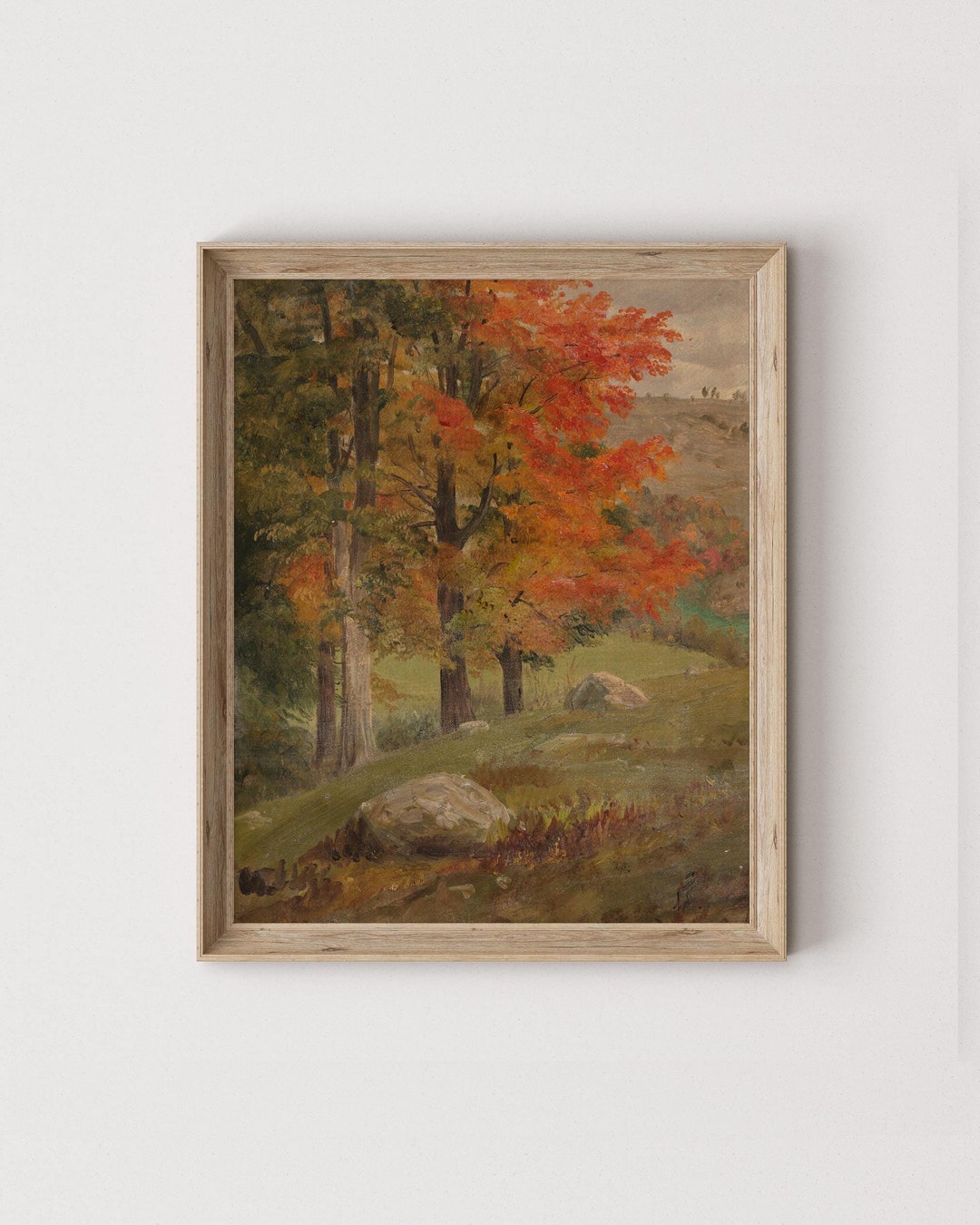 Vintage Autumn Landscape Print: Rustic Fall Forest Painting (digital ...
