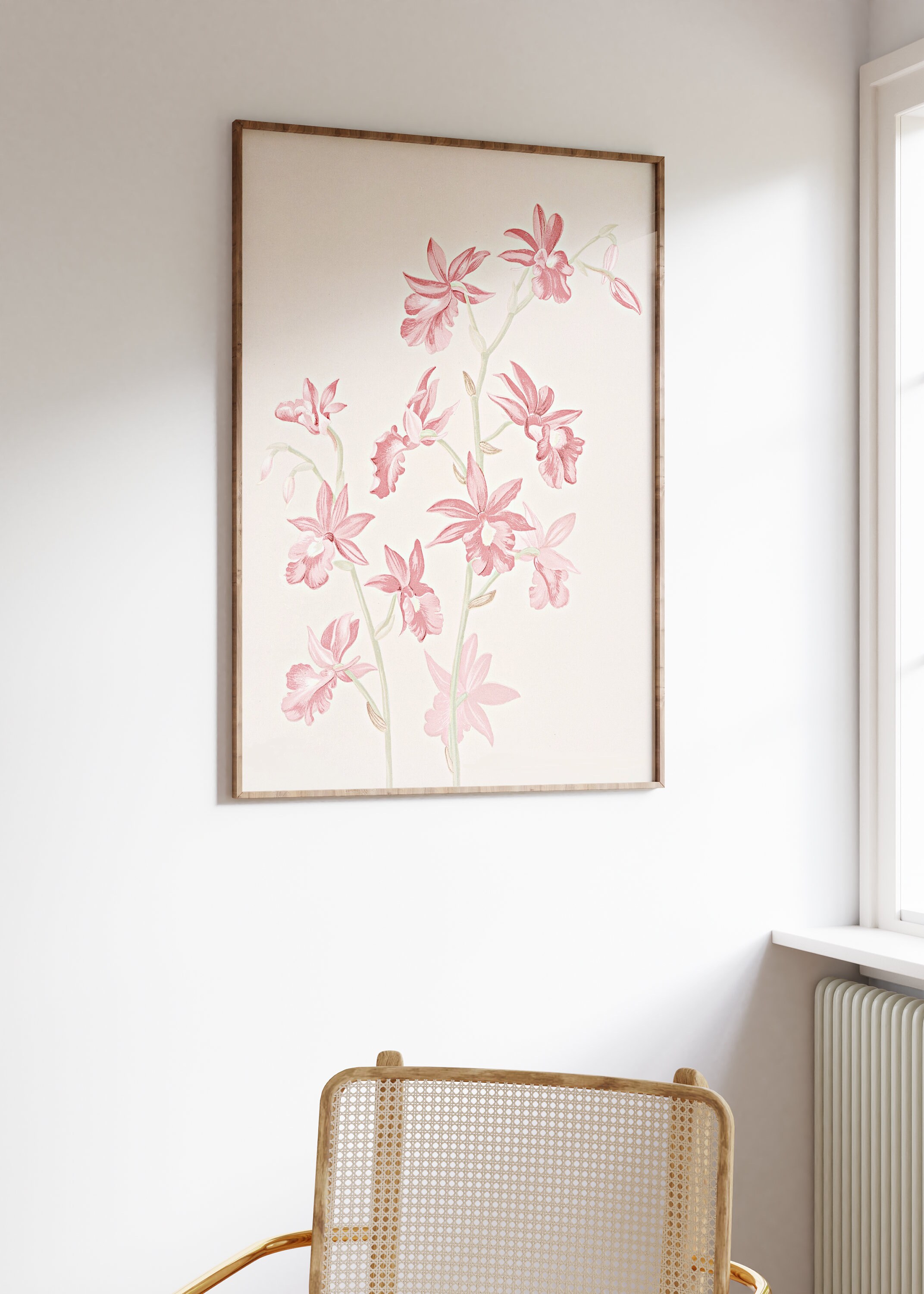 Pink Floral Art Pink Vintage Art Printable Wall Art Floral Sketch ...