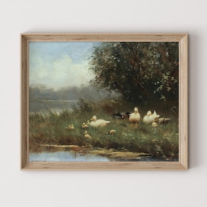 Country Painting | Vintage Farmhouse Wall Decor | Antique Animal Print | Rustic Wall Art | Nursery Duck Animal Printable