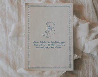 Baby Boy Card | Vintage-Inspired Printable Baby Shower Gift | Cute New Mom Print