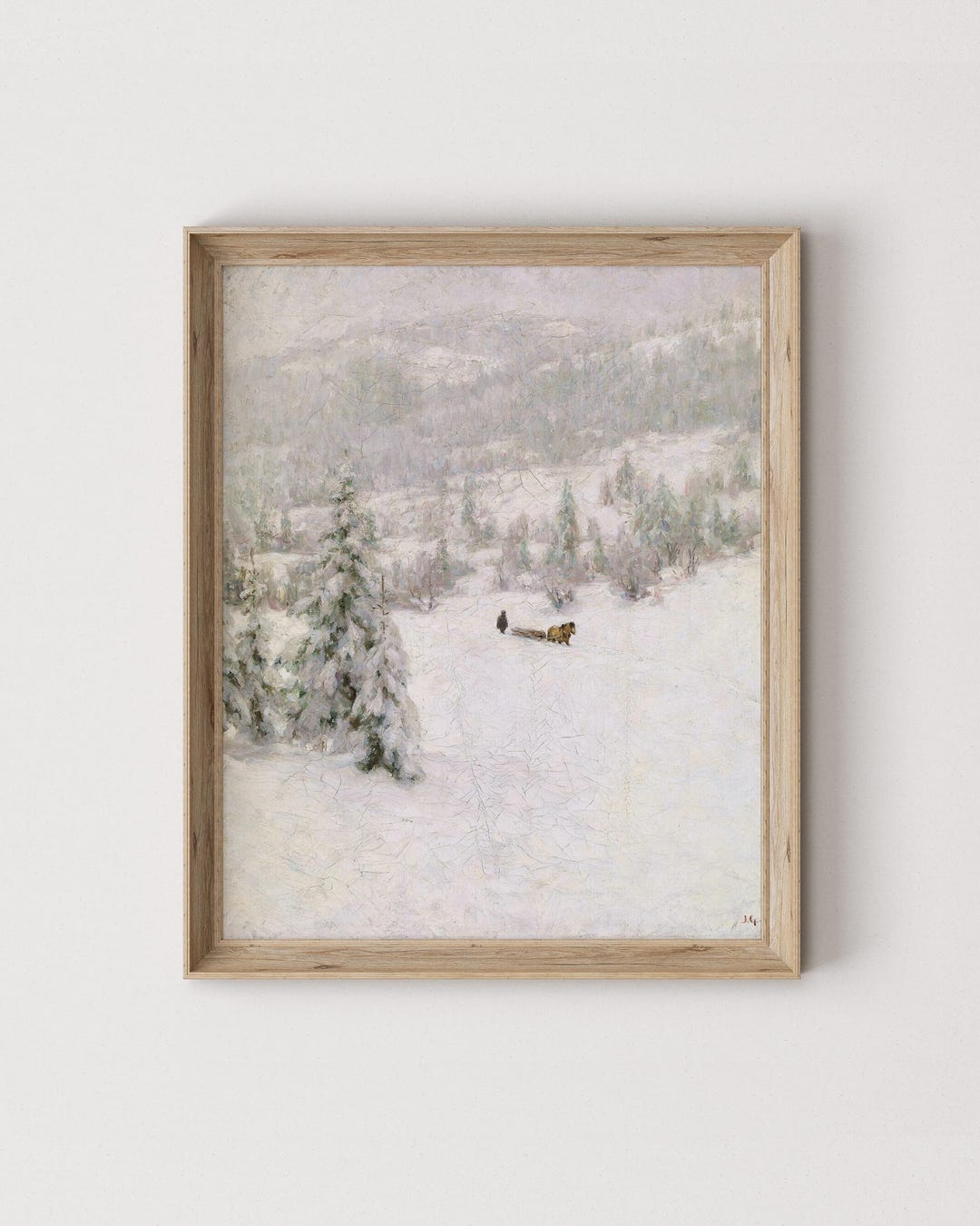 Vintage Winter Landscape Print | Snowy Christmas Farmhouse Art ...