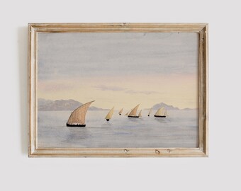 Vintage Sailboat Painting: Nautical Nursery Art (Digital Printable)