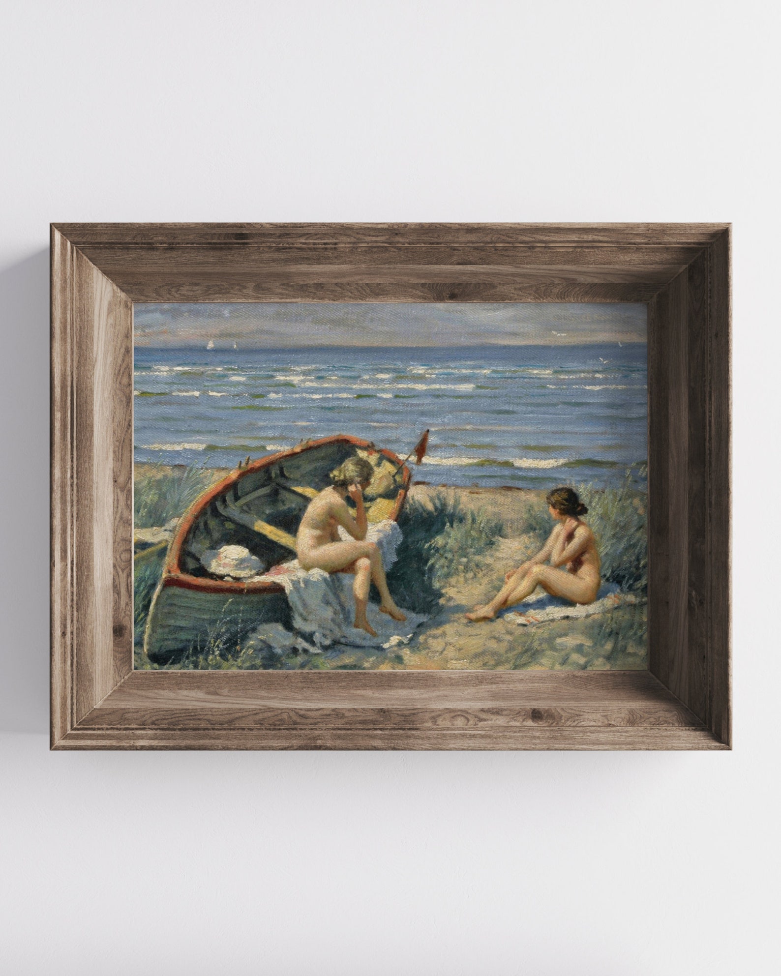 Vintage Beach Print Vintage Beach Art Seaside Painting Beach Bathrooom